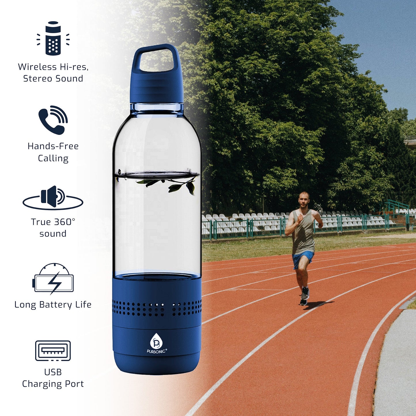 2-in-1 Water Bottle w/ Built-In Wireless Speaker