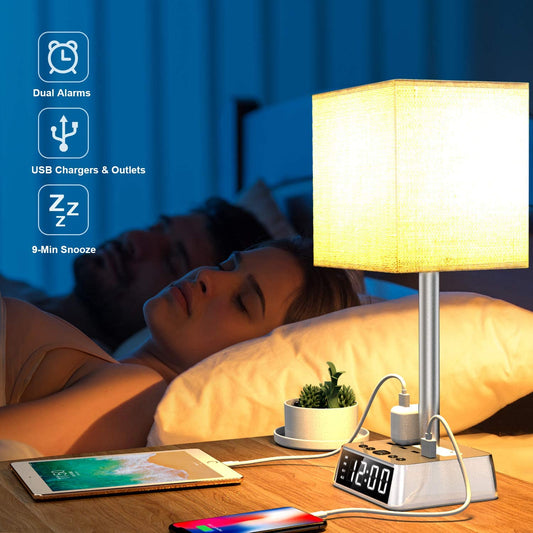 Table Lamp w/USB Ports & Outlets