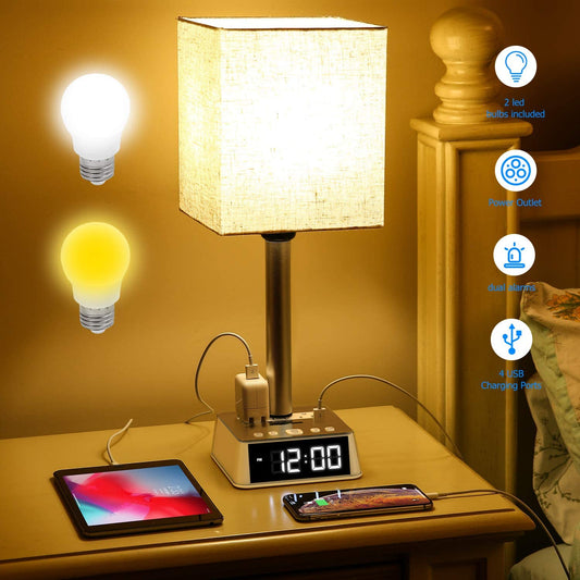 Table Lamp w/USB Ports & Outlets