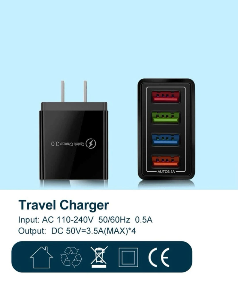 4 Port USB Wall Quick Charger